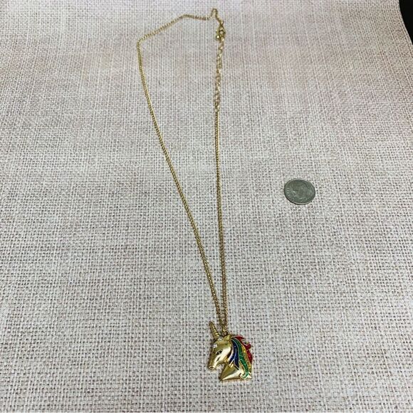 Gold Glitter Rainbow Unicorn Girls Necklace - Picture 1 of 2